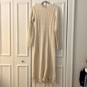 Hyacinth House Cream Freya Fringe Sweater Dress
